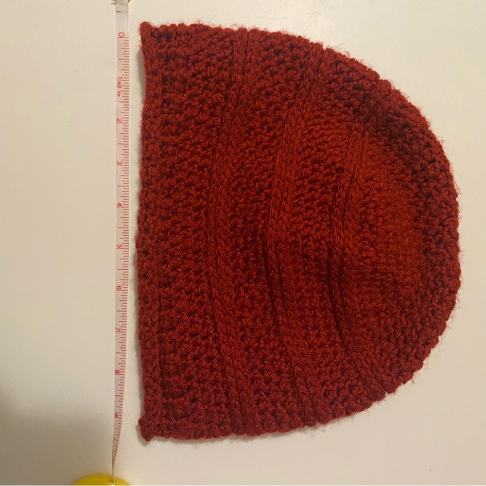 Red crochet beanie